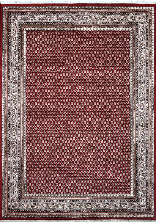 Mir Plain carpet, in the color red, from the Oriental-handknotted collection. - Mir Plain tapijt, in de kleur rood, uit de Oosters-handgeknoopte collectie.